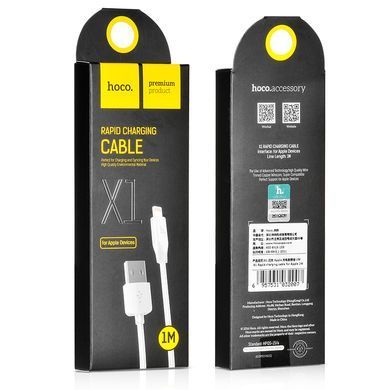 Кабель HOCO X1 USB to iP 2.4A, 1m, PVC, PVC connectors, White (6957531032007) [804374]
