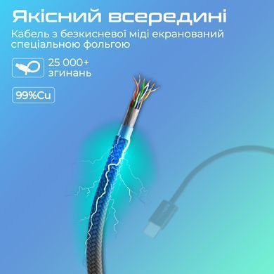 Кабель Promate EcoLine-CC120 USB Type-C - USB Type-C (M/M), 3 A, 60 W, 1.2 м, Black (ecoline-cc120.black) [604310]