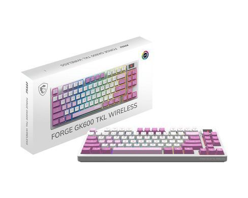 Клавіатура механічна MSI FORGE GK600 TKL W VIOLET UA 83key, mechanical Linear, USB-A, Wireless, Bluetooth, EN/UKR/RU, RGB, фіолетовий (S11-43UAQ01-HH9) [111232]