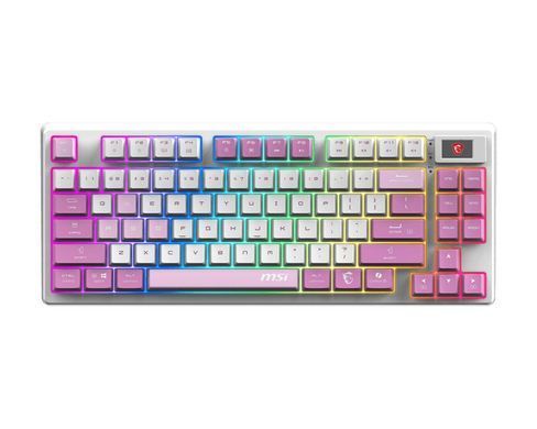 Клавіатура механічна MSI FORGE GK600 TKL W VIOLET UA 83key, mechanical Linear, USB-A, Wireless, Bluetooth, EN/UKR/RU, RGB, фіолетовий (S11-43UAQ01-HH9) [111232]