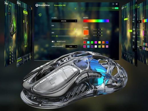 Миша GravaStar Mercury M2, BT/WL/USB-A, RGB, чорно-прозорий (GRAVASTARM2_XTAL_BLK) [106611]