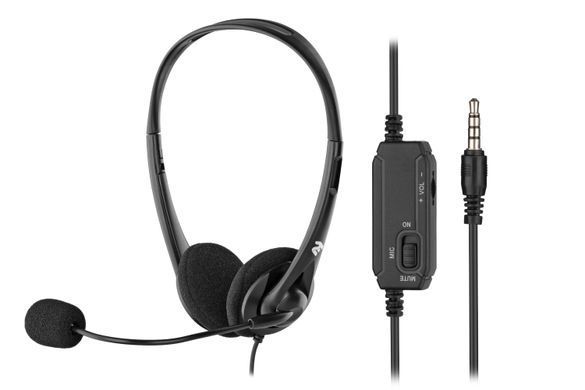 Гарнітура ПК стерео On-ear 2E CH11 mini-jack, omni-mic, 1.2м, чорний (2E-CH11SJ) [114269]