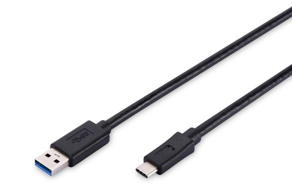 Кабель DIGITUS USB-C > USB-A заряджання/синхронізації, Type-C, 1м, чорний (AK-300136-010-S) [108484]