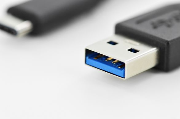 Кабель DIGITUS USB-C > USB-A заряджання/синхронізації, Type-C, 1м, чорний (AK-300136-010-S) [108484]