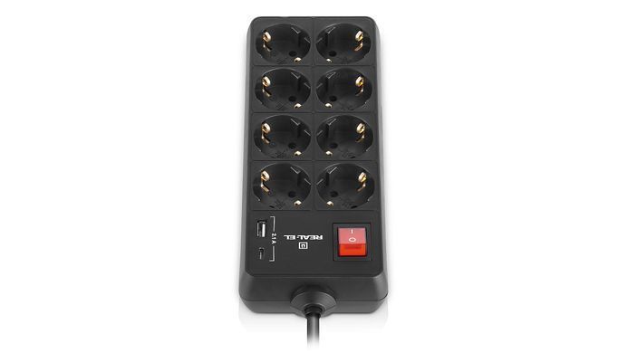 Фільтр живлення REAL-EL RS-Protect 805 3м Black (EL122300043) [605301]