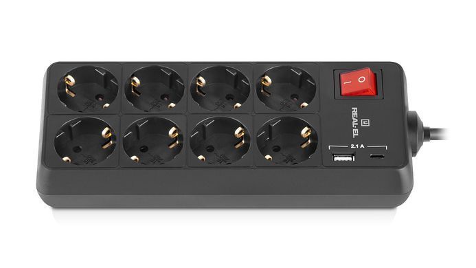 Фільтр живлення REAL-EL RS-Protect 805 3м Black (EL122300043) [605301]