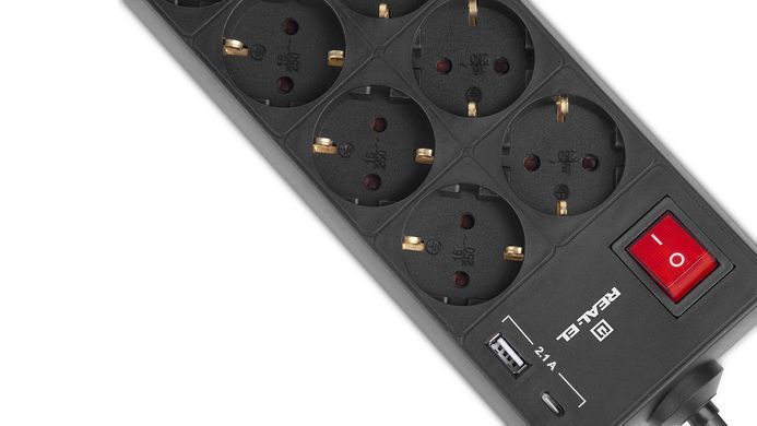 Фільтр живлення REAL-EL RS-Protect 805 3м Black (EL122300043) [605301]