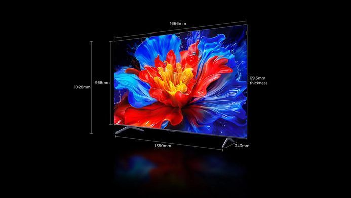 Телевізор 75" TCL QLED 4K 144Hz Smart Google TV Titan ONKYO sound (75P81K) [114187]