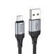 Кабель HOCO X102 USB to Micro 2.4A, 1m, nylon, aluminum connectors, Black (6942007608763) [802422], фото 1