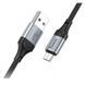 Кабель HOCO X102 USB to Micro 2.4A, 1m, nylon, aluminum connectors, Black (6942007608763) [802422], фото 5