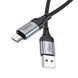Кабель HOCO X102 USB to Micro 2.4A, 1m, nylon, aluminum connectors, Black (6942007608763) [802422], фото 4