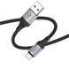 Кабель HOCO X102 USB to Micro 2.4A, 1m, nylon, aluminum connectors, Black (6942007608763) [802422], фото 3