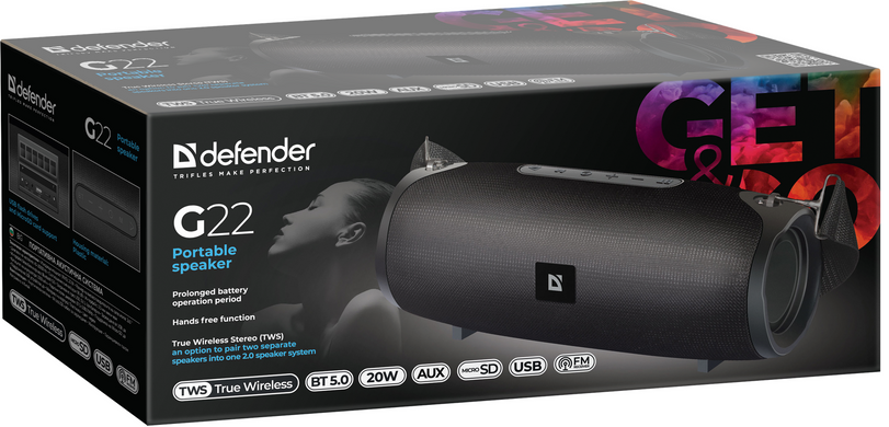 Портативна колонка Defender G22 20Вт, Black (65122) [201558]