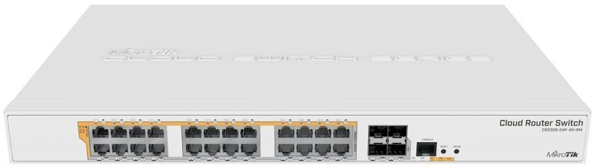 Комутатор Mikrotik, CR Switch, 24x Gigabit Passive PoE / 802.3a (CRS328-24P-4S+RM) [401556]
