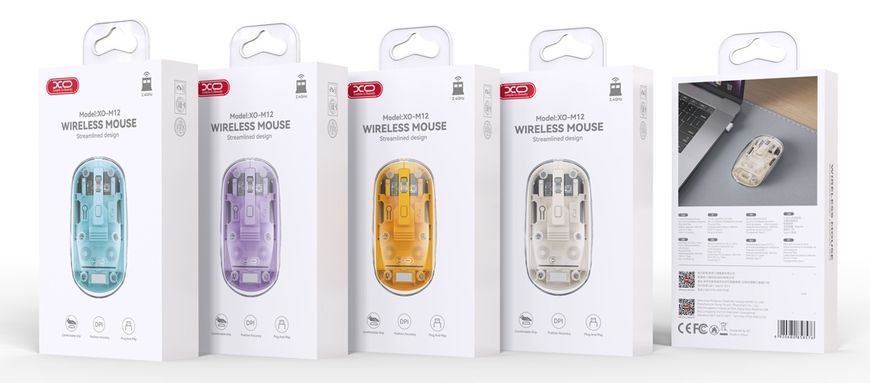 Миша XO tooth wireless transparent Blue (M12 Blue) [202532]