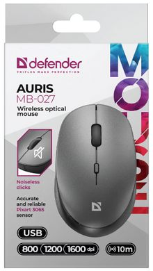Миша Defender Auris MB-027, Grey (52029) [200810]