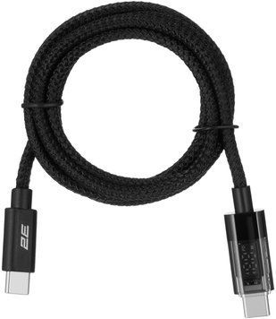 Кабель 2E USB-C > USB-C заряджання/синхронізації 100Вт PD, 1м, Digital Display, чорний (2E-CC100-BL) [114386]