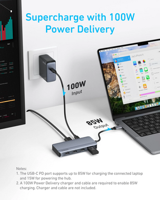 Перехідник Anker USB-C Hub - 7-in-1 - PD in 100W, 2xHDMI, 4xUSB-A Black (A83740A2) [204234]