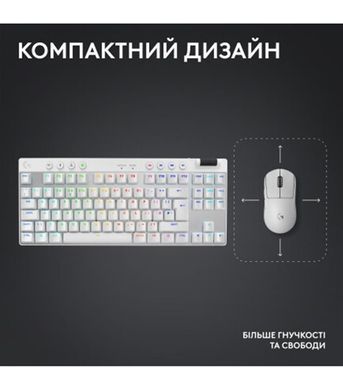 Клавiатура бездротова Logitech G PRO X TKL Lightspeed White Tactile (920-012148) [612078]