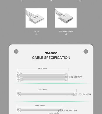 Блок живлення GAMEMAX (GM-600 Modular white) [303206]