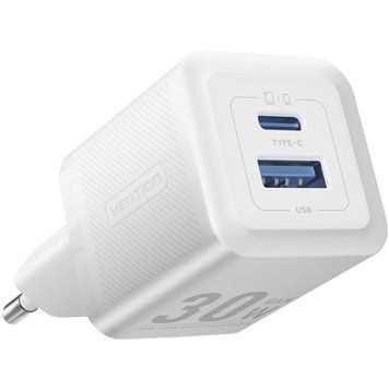 Зарядний пристрій 2xUSB 30W (USB-A/USB-C) + USB-C cable М-М White Vention (TZ-FEQW0-EU-01) [405450]