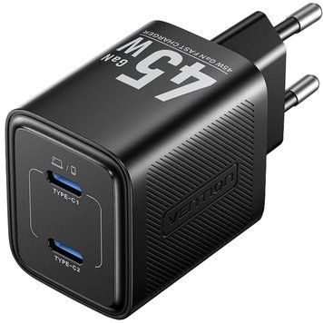 Зарядний пристрій 2xUSB-С 45W GaN чорний Vention (FEFB0-EU) [404506]