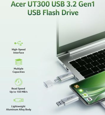 USB Flash Acer UT300 256GB Dual Drive USB-C & USB-A, Retail (UT300-256GB) [405031]