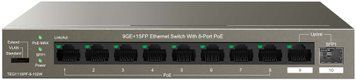 Комутатор TENDA 8xGE PoE, 1xGE, 1xSFP, Некерований (TEG1110PF-8-102W) [15215]