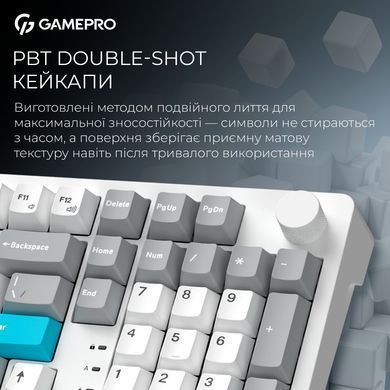 Клавіатура бездротова GamePro Asgard Drakkar Keychron Super Red Switch White (MK305WH) [616475]
