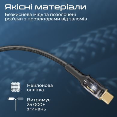 Кабель Promate Lucidline-CC200 USB Type-C - USB Type-C (M/M), 5 A, 100 W, 2 м, Black (lucidline-cc200.black) [604304]
