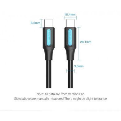 Кабель Vention USB Type-C - USB Type-C (M/M) TPE Round PD 60W, 3A, 0.5 м, Black (COSBD) [604008]