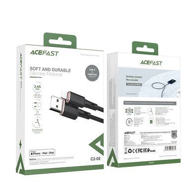 Кабель ACEFAST C2-02 USB to iP 2.4A, 1.2m, silicone, zinc connectors, Black (AFC2-02B) [802310]