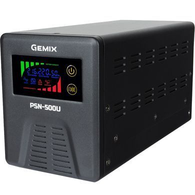 ДБЖ Gemix, 500VA/350W 12V/220V, 5/7/9A, 2*Schuko, без АКБ (PSN-500U) [400937]