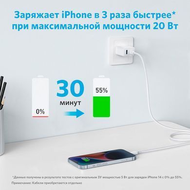 Мережевий зарядний пристрій Anker PowerPort 312 White, 20 W USB Type-C (A2348G21) [603265]
