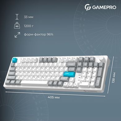 Клавіатура бездротова GamePro Asgard Drakkar Keychron Super Red Switch White (MK305WH) [616475]