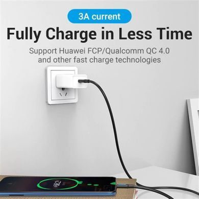 Кабель Vention USB Type-C - USB Type-C (M/M) TPE Round PD 60W, 3A, 0.5 м, Black (COSBD) [604008]
