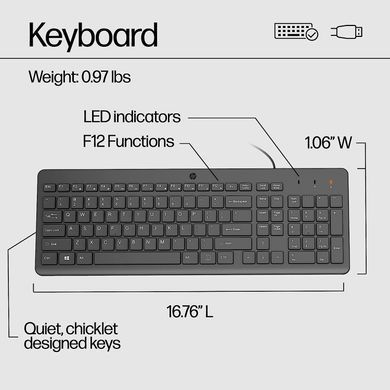 Комплект клавіатура та миша НР 150, USB-A, EN/UK, чорний (240J7AA) [103571]