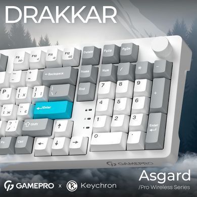 Клавіатура бездротова GamePro Asgard Drakkar Keychron Super Red Switch White (MK305WH) [616475]
