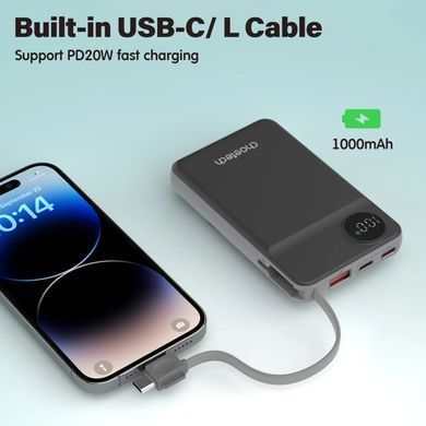 УМБ Choetech Magnetic Wireless 10000mAh 22.5W,PD,QC3.0 USB-A,2xUSB-C AppleWatchcharg,build in type-C (B695-BK) [405429]