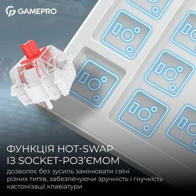 Клавіатура бездротова GamePro Asgard Drakkar Keychron Super Red Switch White (MK305WH) [616475]