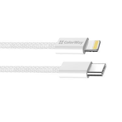 Кабель ColorWay Lightning + USB Type-C (M/M), 3.0 А, 1 м, Grey (CW-CBPDCL061-GR) [604166]