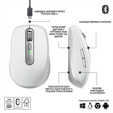 Миша Logitech MX Anywhere 3S Bluetooth Pale Grey (910-006930) [204331]