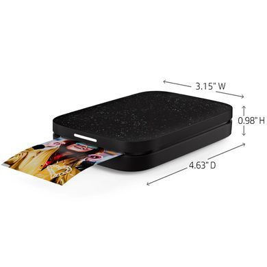 Фотопринтер портативний HP Sprocket Black (2"x3",313x400dpi,Zink, 64MB,Bluetooth, колір чорний) (HPISPB) [401716]