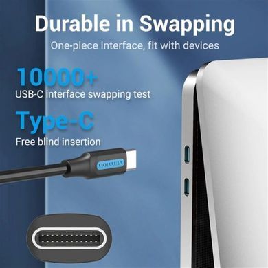 Кабель Vention USB Type-C - USB Type-C (M/M) TPE Round PD 60W, 3A, 0.5 м, Black (COSBD) [604008]