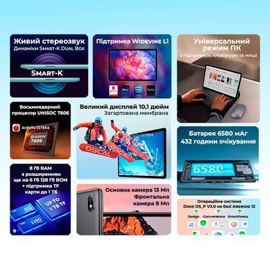 Планшет Oscal Pad 10 8/128GB 4G Dual Sim LTE Mint Green_ (Oscal Pad 10 Mint Green_) [614698]