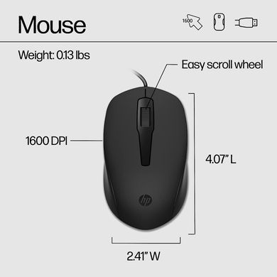 Комплект клавіатура та миша НР 150, USB-A, EN/UK, чорний (240J7AA) [103571]