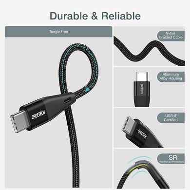Кабель Choetech USB Type-C - USB Type-C (M/M) 100W, 1 м Black (XCC-1008) [619610]