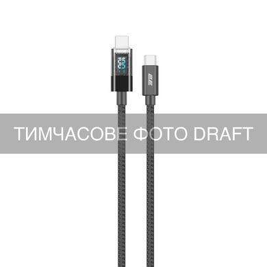 Кабель 2E USB-C > USB-C заряджання/синхронізації 100Вт PD, 1м, Digital Display, чорний (2E-CC100-BL) [114386]