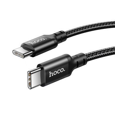 Кабель HOCO X14 Type-C to Type-C 60W, 1m, nylon, aluminum connectors, Black (6931474752215) [802512]