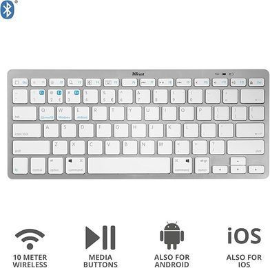 Клавіатура бездротова Trust Bluetooth Basics White (25486) (25486_TRUST) [606027]